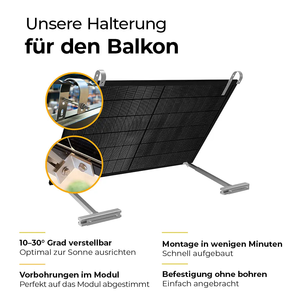 Balkonkraftwerk mit Speicher 2000W - inkl. Anker SOLIX Solarbank 2 Pro - Komplettset Balkon
