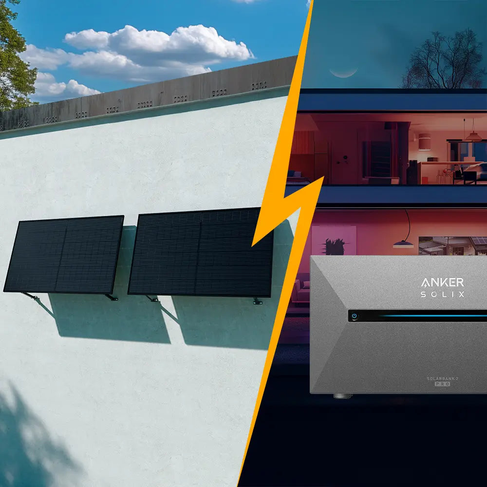 Balkonkraftwerk Set 1000 Watt mit Anker Pro Speicher für die Wand