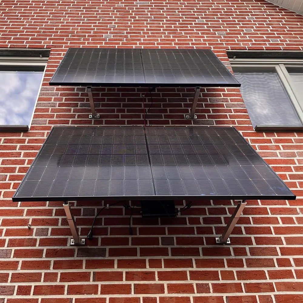 Balkonkraftwerk Halterung für die Wand - Set für ein Solarmodul