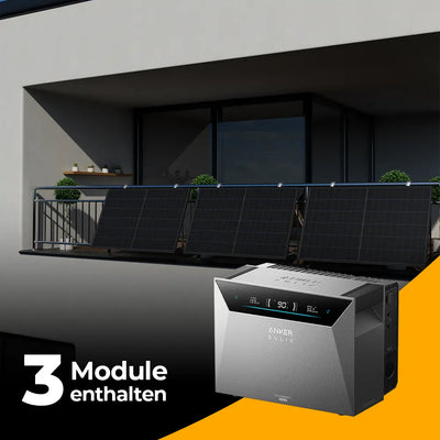 Balkonkraftwerk 1500W mit Speicher Anker SOLIX 4 Pro – Komplettset Gitterbalkon
