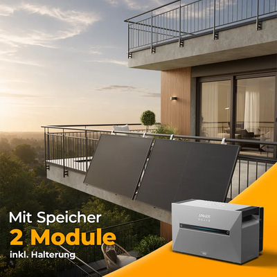 Balkonkraftwerk 1000W/800W mit Speicher Anker SOLIX 3 Pro - Komplettset Gitterbalkon