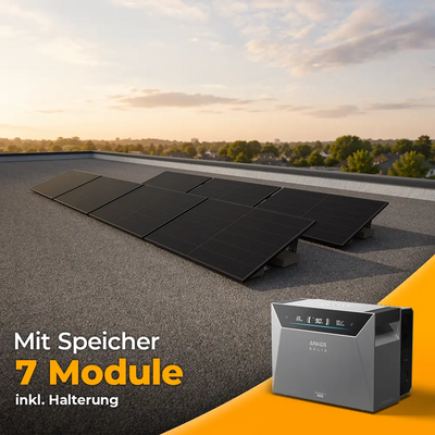 Solarkraftwerk 3500W mit Speicher Anker SOLIX 4 Pro - Komplettset Flachdach/Boden