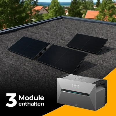 Balkonkraftwerk 1500W mit Speicher Anker SOLIX 3 Pro – Komplettset Flachdach/Boden
