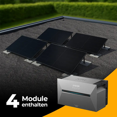 Balkonkraftwerk 2000W mit Speicher Anker SOLIX 3 Pro - Komplettset Flachdach/Boden