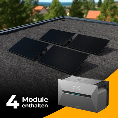 Balkonkraftwerk 2000W mit Speicher Anker SOLIX 3 Pro - Komplettset Flachdach/Boden