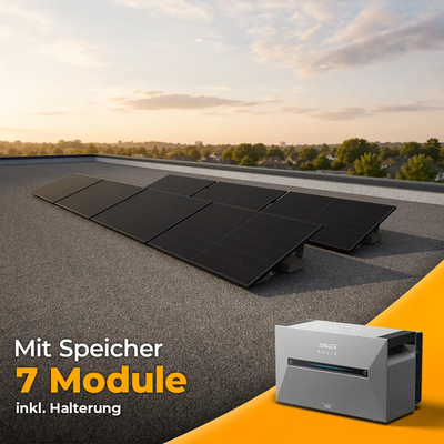 Solarkraftwerk 3500W mit Speicher Anker SOLIX 3 Pro - Komplettset Flachdach/Boden