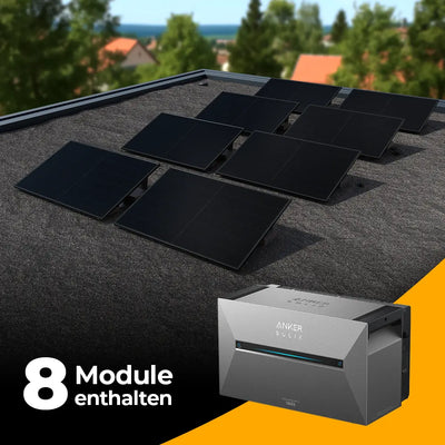 Solarkraftwerk 4000W mit Speicher Anker SOLIX 3 Pro - Komplettset Flachdach/Boden