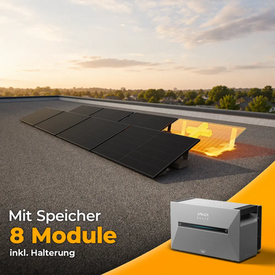 Solarkraftwerk 4000W mit Speicher Anker SOLIX 3 Pro - Komplettset Flachdach/Boden