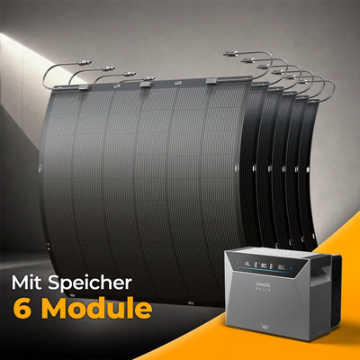 Balkonkraftwerk 1350W mit flexiblen Solarmodulen mit Speicher Anker SOLIX 4 Pro - Set