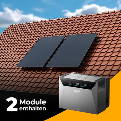 Balkonkraftwerk 1000W/800W mit Speicher Anker SOLIX 4 Pro - Komplettset Schrägdach