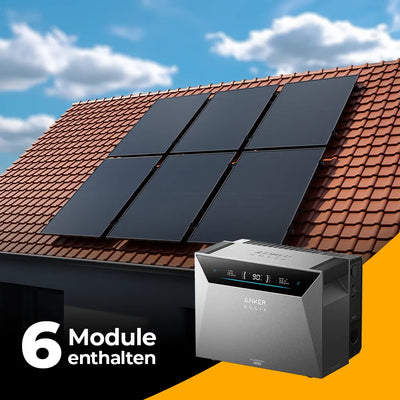 Solarkraftwerk 3000W mit Speicher Anker SOLIX 4 Pro - Komplettset Schrägdach