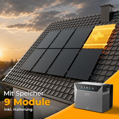 Solarkraftwerk 4500W mit Speicher Anker SOLIX 4 Pro - Komplettset Schrägdach