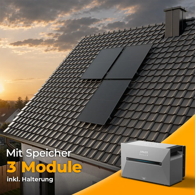 Balkonkraftwerk 1500W mit Speicher Anker SOLIX 3 Pro – Komplettset Schrägdach