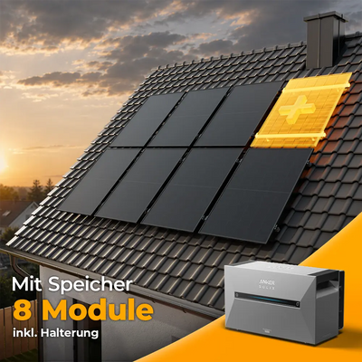 Solarkraftwerk 4000W mit Speicher Anker SOLIX 3 Pro - Komplettset Schrägdach
