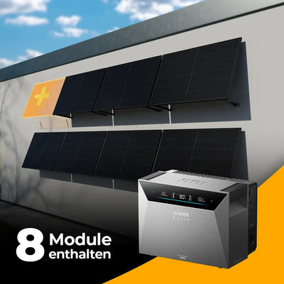 Solarkraftwerk 4000W mit Speicher Anker SOLIX 4 Pro - Komplettset Wandmontage