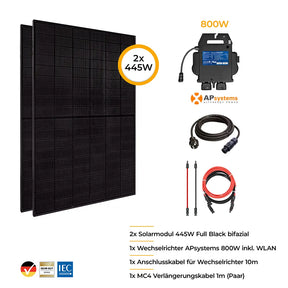 Balkonkraftwerk 800W Glas-Glas bifazial - Set