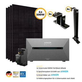 Balkonkraftwerk 1500Watt Set mit Anker Solix 2 Pro Speicher