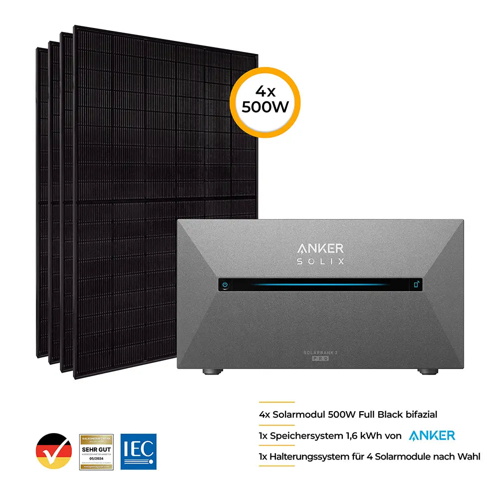 Jolywood 500 Watt Module Set mit Anker Solix Pro 2 Speicher