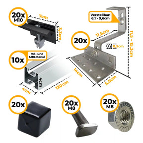 Solarkraftwerk mit Anker SOLIX Solarbank 3 Pro 2500W Glas-Glas bifazial - Komplettset Schrägdach vertikal