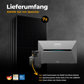 Balkonkraftwerk mit 3500W mit Speicher ohne Halterung - Lieferumfang
