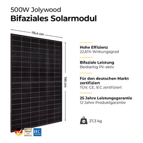 Balkonkraftwerk 500W Glas-Glas bifazial - Set