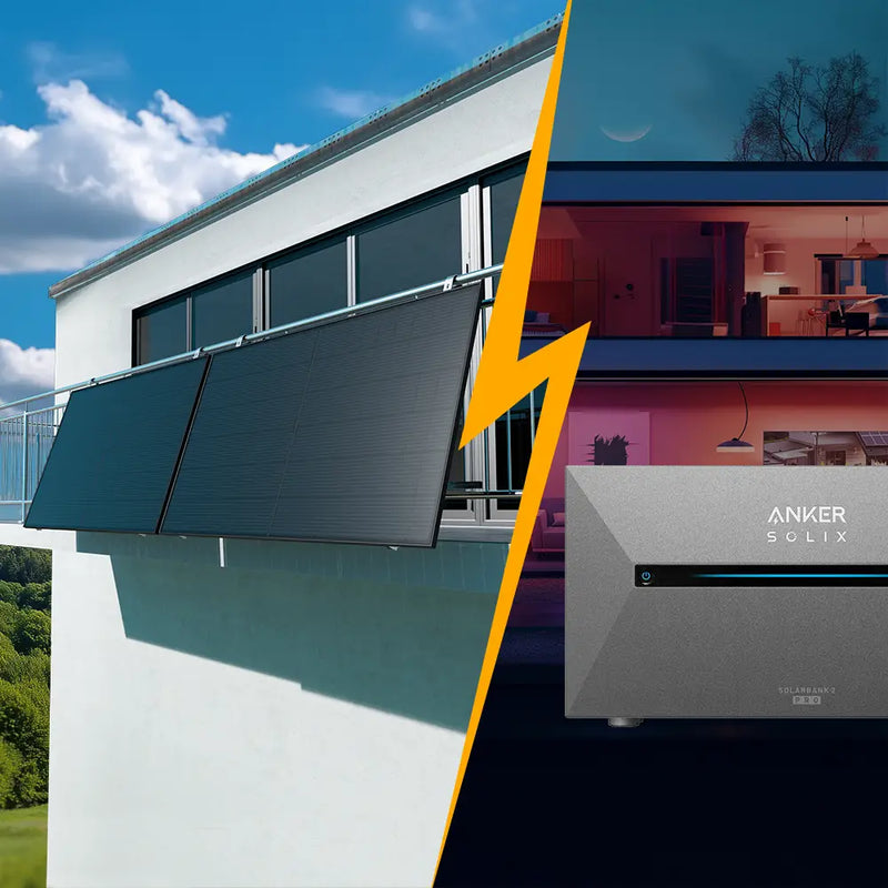 Balkonkraftwerk mit Speicher 1000W - inkl. Anker SOLIX Solarbank 2 Pro - Komplettset Balkon