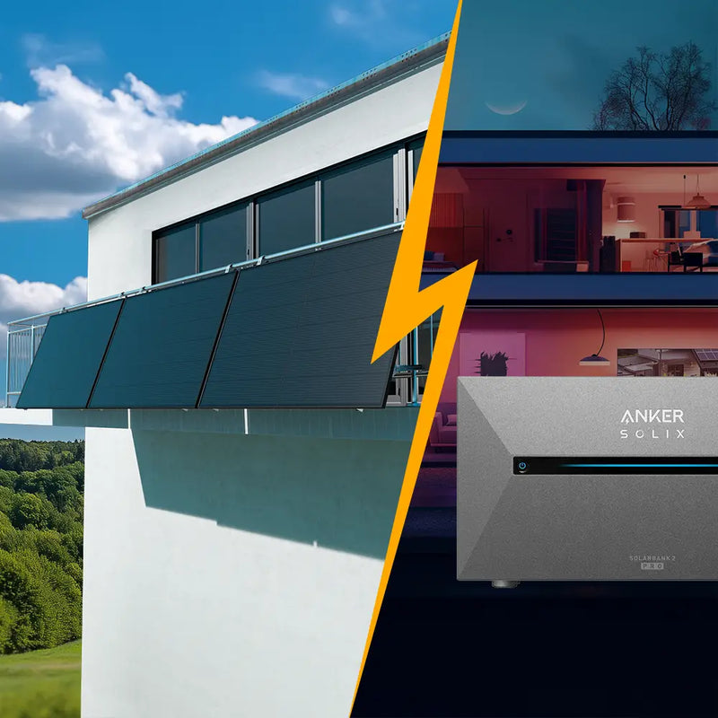 Balkonkraftwerk mit Speicher 1500W - inkl. Anker SOLIX Solarbank 2 Pro - Komplettset Balkon