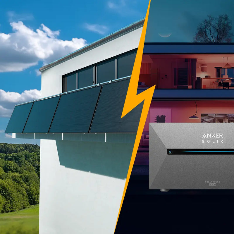 Balkonkraftwerk mit Speicher 2000W - inkl. Anker SOLIX Solarbank 2 Pro - Komplettset Balkon