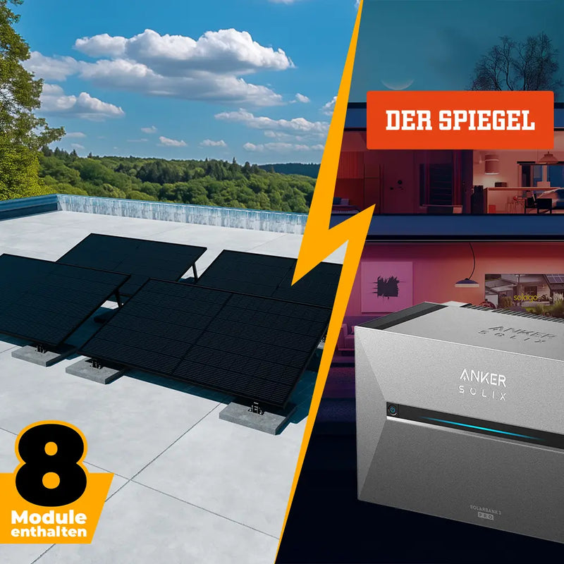 SPIEGEL DEAL: Balkonkraftwerk mit Anker SOLIX 3 Pro Speicher 4000W für Flachdach/Boden