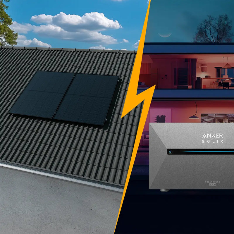 Balkonkraftwerk mit Speicher 1000W - inkl. Anker SOLIX Solarbank 2 Pro - Komplettset Schrägdach