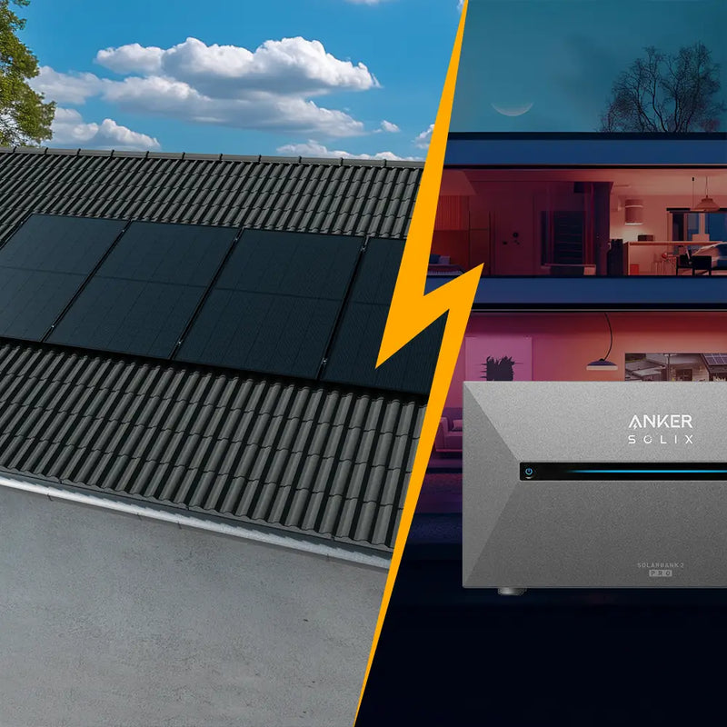 Balkonkraftwerk mit Speicher 2000W - inkl. Anker SOLIX Solarbank 2 Pro - Komplettset Schrägdach