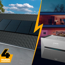 Balkonkraftwerk mit Anker SOLIX Solarbank 3 Pro 2000W Glas-Glas bifazial - Komplettset Schrägdach vertikal