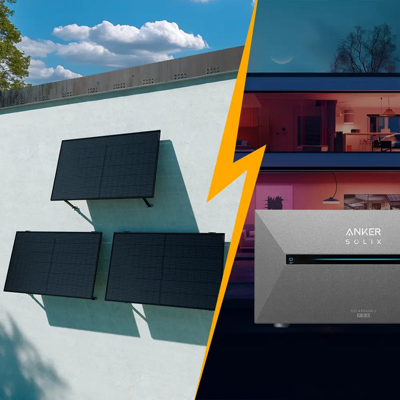 Balkonkraftwerk mit Speicher 1500W - inkl. Anker SOLIX Solarbank 2 Pro - Komplettset Wandmontage