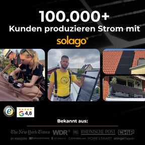 Solago Balkonkraftwerk Community – über 100.000 Kunden produzieren Strom, Google-Bewertung 4,8 Sterne
