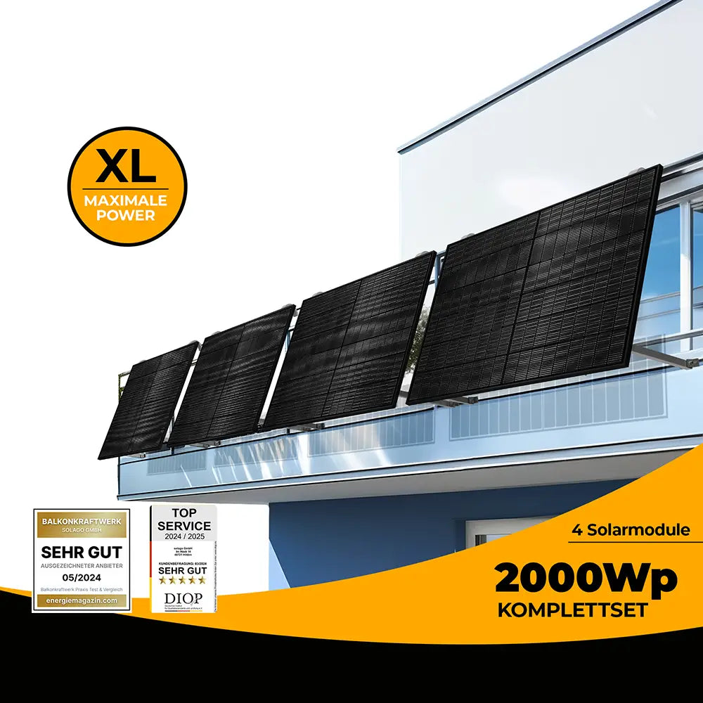 Balkonkraftwerk 2000 Watt für den Gitterbalkon - solago