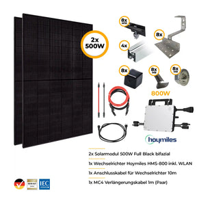 Balkonkraftwerk Komplettset mit Halterung 1000W
