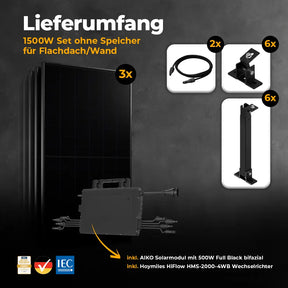 Balkonkraftwerk für die Wand mit 1500W Lieferumfang
