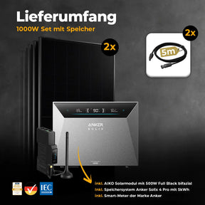 Balkonkraftwerk 1000W/800W mit Speicher Anker SOLIX 4 Pro - Set
