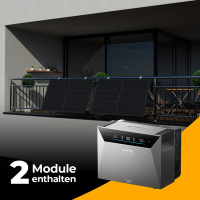 Balkonkraftwerk 1000W/800W mit Speicher Anker SOLIX 4 Pro - Komplettset Gitterbalkon