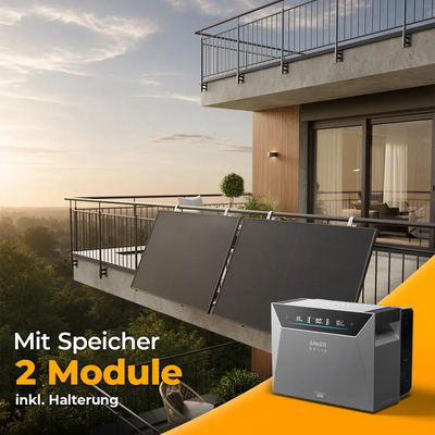 Balkonkraftwerk 1000W/800W mit Speicher Anker SOLIX 4 Pro - Komplettset Gitterbalkon