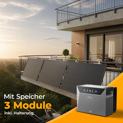 Balkonkraftwerk 1500W mit Speicher Anker SOLIX 4 Pro – Komplettset Gitterbalkon