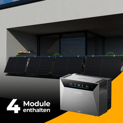 Balkonkraftwerk mit Anker SOLIX Solarbank 4 Pro 2000W Glas-Glas bifazial - Komplettset Gitterbalkon