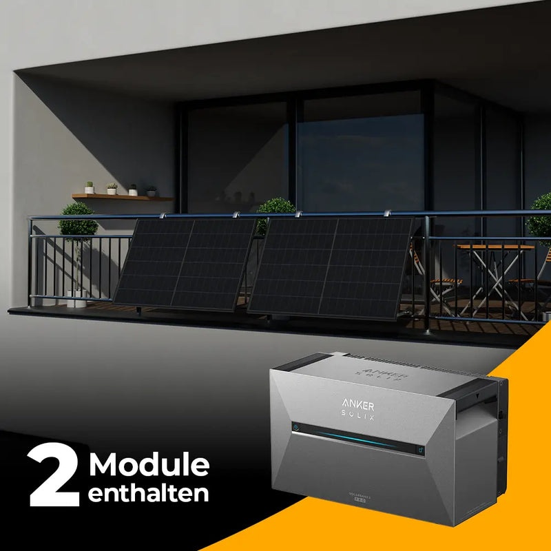 Balkonkraftwerk 1000W/800W mit Speicher Anker SOLIX 3 Pro - Komplettset Gitterbalkon