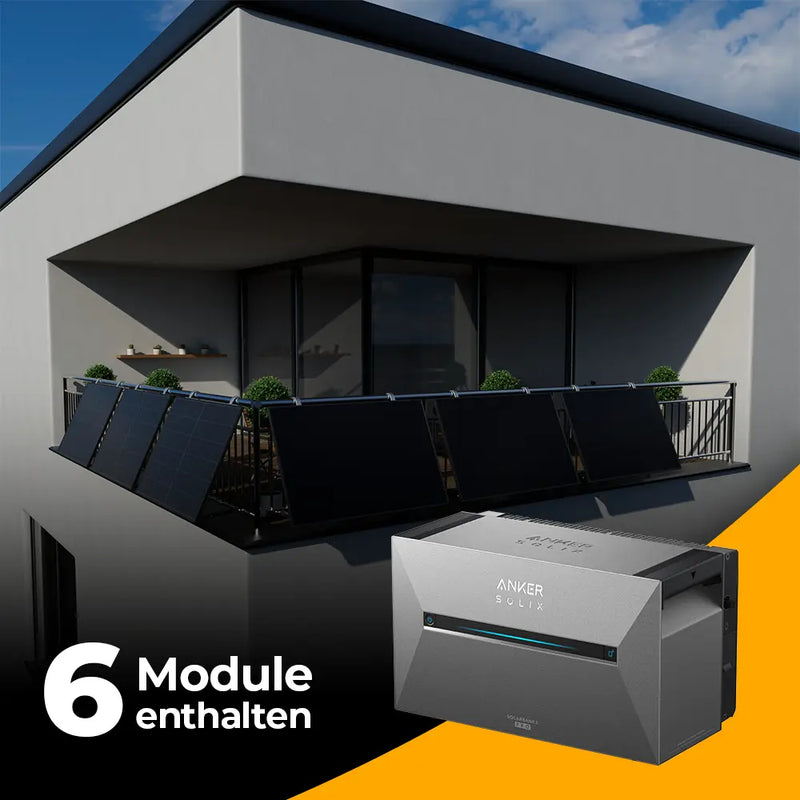 Solarkraftwerk 3000W mit Speicher Anker SOLIX 3 Pro - Komplettset Gitterbalkon