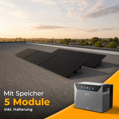Solarkraftwerk 2500W mit Speicher Anker SOLIX 4 Pro - Komplettset Flachdach/Boden