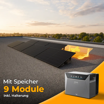 Solarkraftwerk 4500W mit Speicher Anker SOLIX 4 Pro - Komplettset Flachdach/Boden