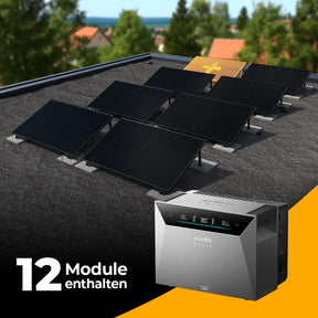 Produktbild - Solarkraftwerk 6000W mit Speicher Anker SOLIX 4 Pro - Komplettset Flachdach/Boden