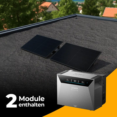 Balkonkraftwerk 1000W/800W mit Speicher Anker SOLIX 4 Pro - Komplettset Flachdach/Boden