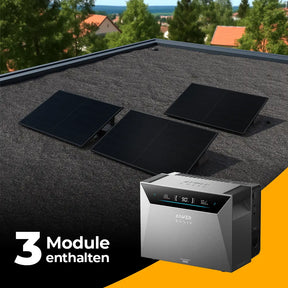 Produktbild - Balkonkraftwerk 1500W mit Speicher Anker SOLIX 4 Pro – Komplettset Flachdach/Boden