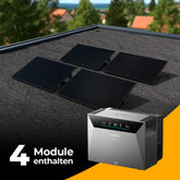 Balkonkraftwerk mit Anker SOLIX Solarbank 4 Pro 2000W Glas-Glas bifazial - Komplettset Flachdach / Boden